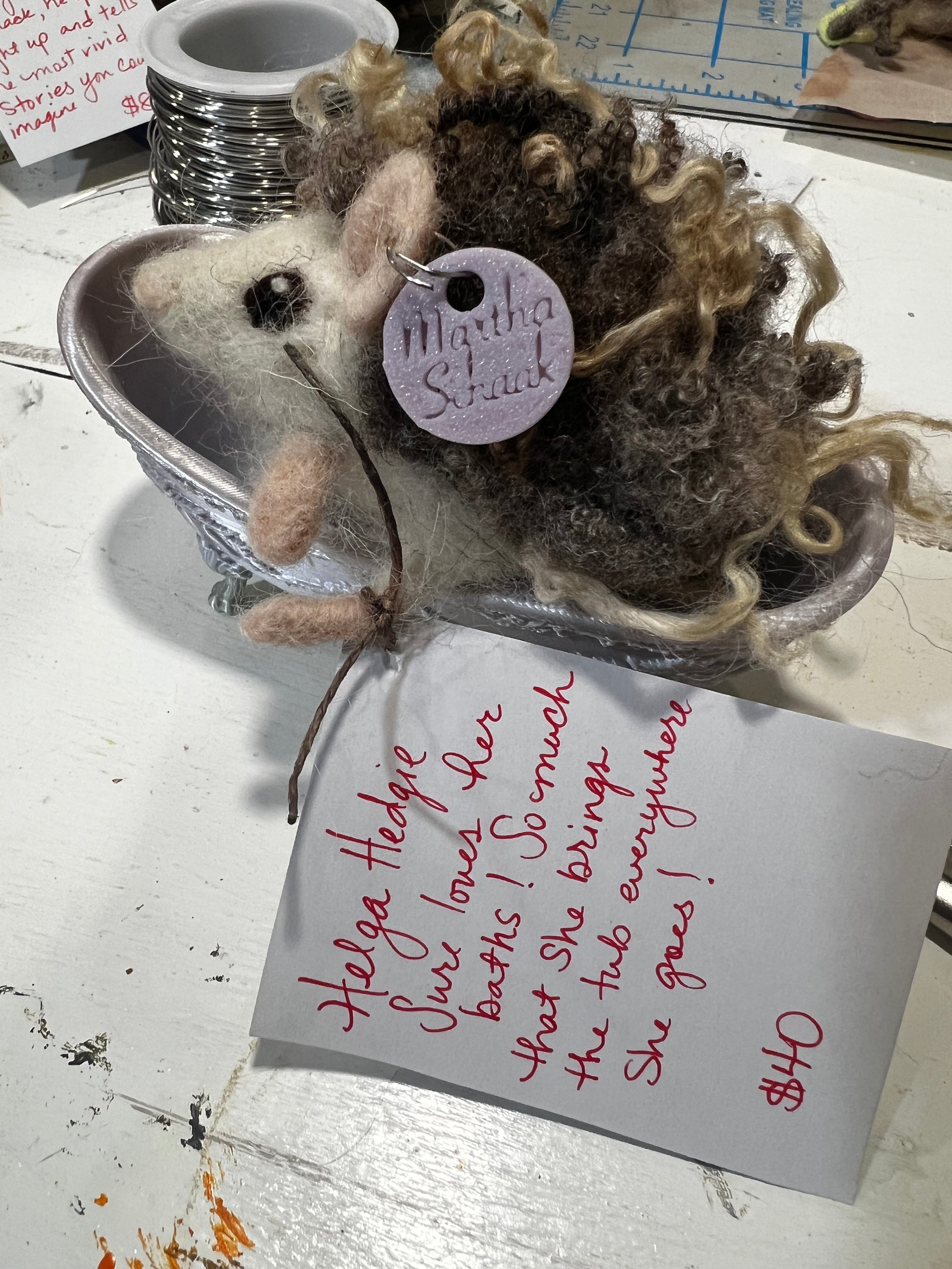 Helga Hedgehog needle felted sculpture